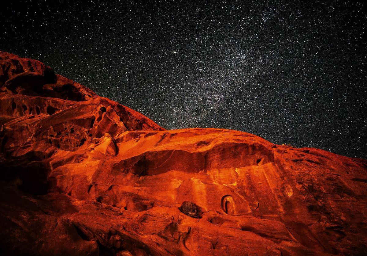 From Sky Full of Stars in Wallpaper Wizard — HD Desktop Background With  nightime sky over red rocks