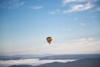 floating hot air balloon