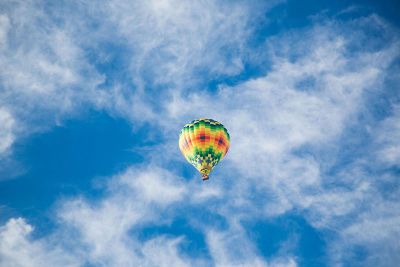 hot air ballon floating in the sky