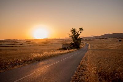 barren land sunset