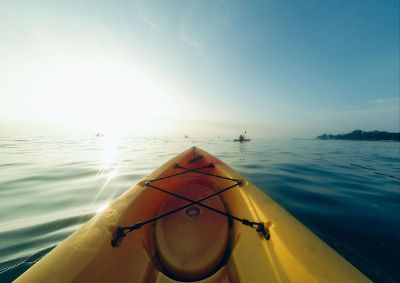 yellow canoe in the river