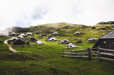 shacks on a hill