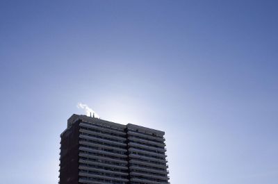 clear sky backlit building