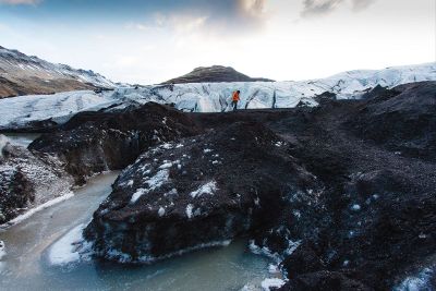 hiking in the snow