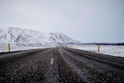 ice rock view a clear road