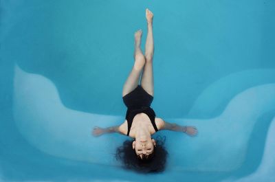 woman relaxing in a pool