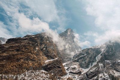 mountains in clouds