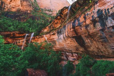 small water fall on a rock