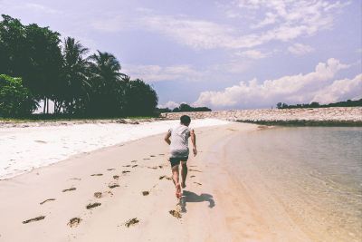 jogging on the beach