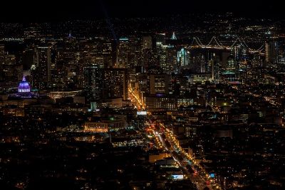 night vision of a city