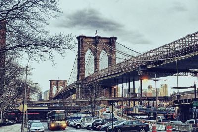 car and bridge scenery