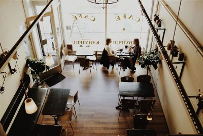 a view of the cafe from ceiling