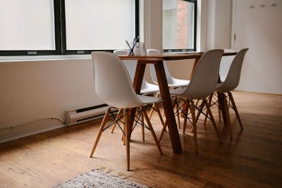 empty table and chairs