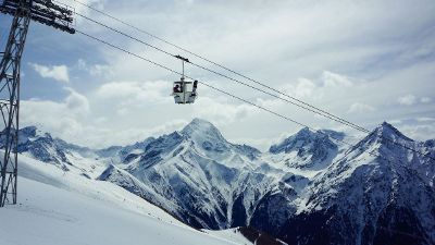 ski life over snowy mountains