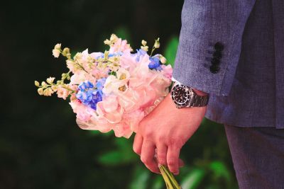 bouquet in hand