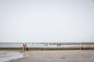 populated beach