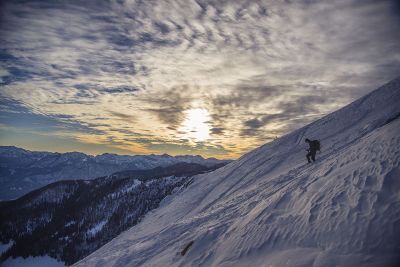 early morning ski run