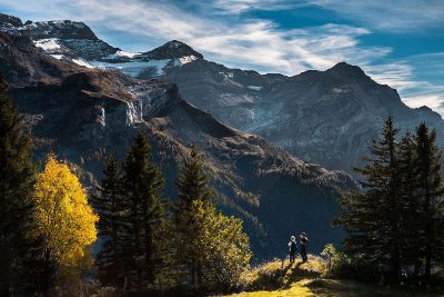 two hikers taking in the view