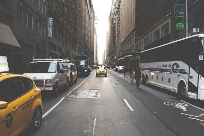 taxis on a city street