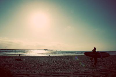 the beach at sunrise