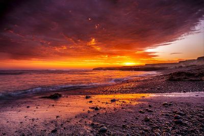 sunset on a lonely beach