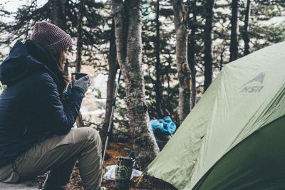 woman camping