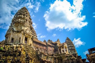 ancient ruins against beautiful blue sky