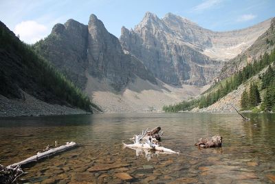 creek bed surrounded by moutains