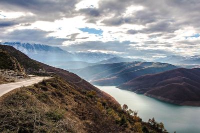 cool road runs over the mountain