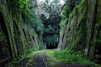 railroad through tunnel