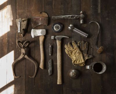 tools on a wooden surface