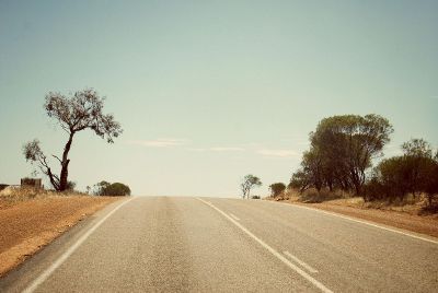 a stretch of desert road