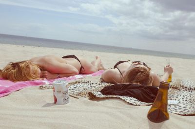 two women enjoying the beach