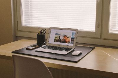 laptop sitting on desk