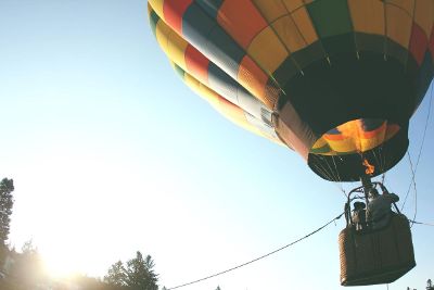 rising hot air balloon