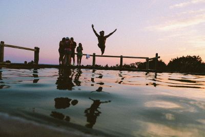 people playing in water