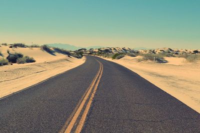 lonely road through the desert