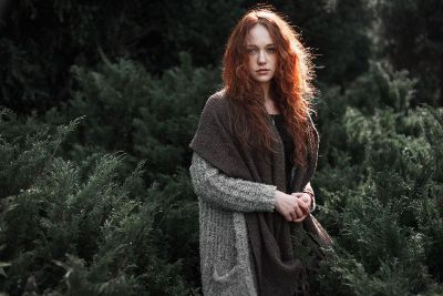 redhead girl in brush