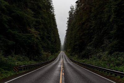 long road in a rural setting