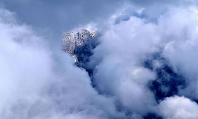 mountain peek through clouds
