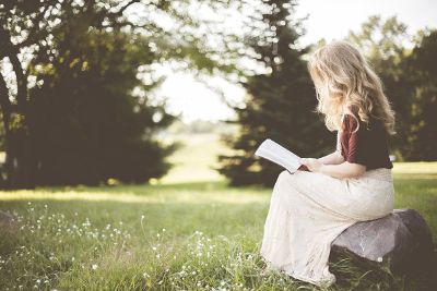 reading in a park