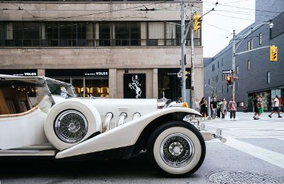 classic car on city street