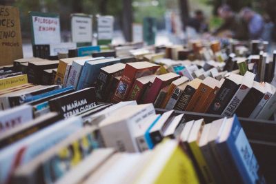 books in racks for sale