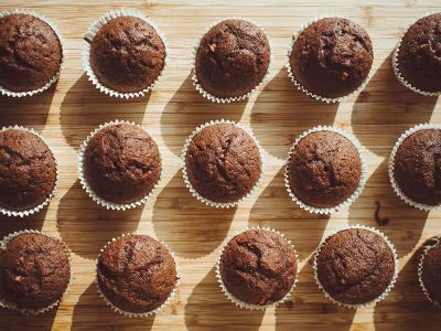 rows of muffins