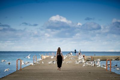 walking on a pier