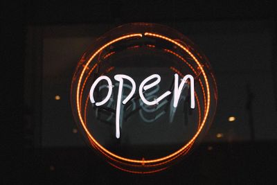 a neon open sign