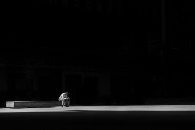 man on a bench