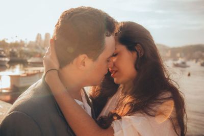 couple embracing and kissing