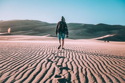 hiker in desert