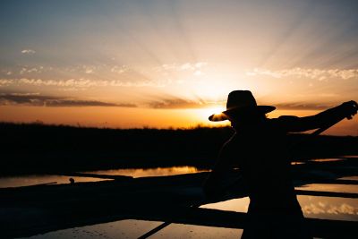 silhouette against sunrise